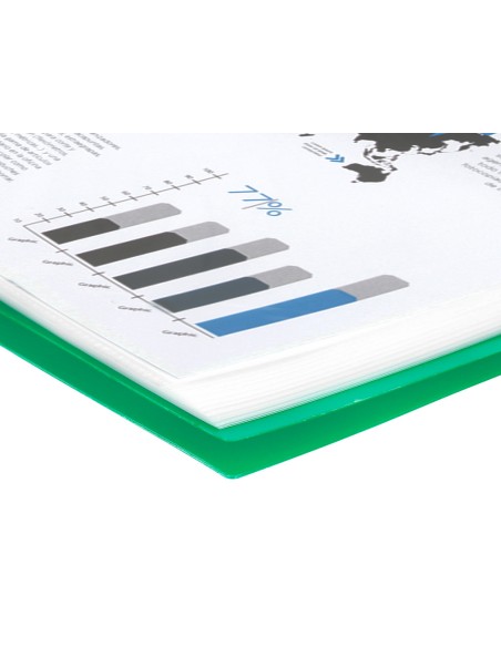 Carpeta liderpapel escaparate con espiral 30 fundas polipropileno din a4 verde