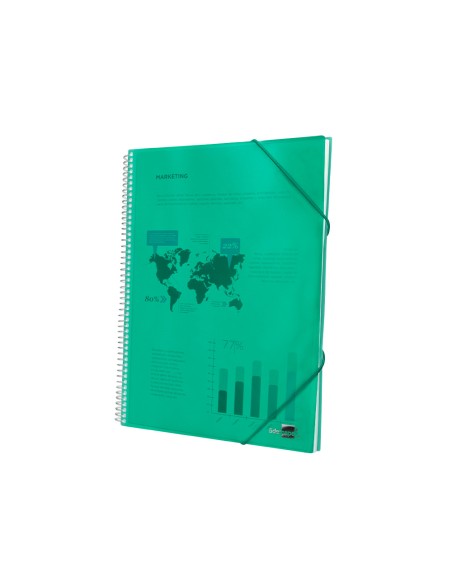 Carpeta liderpapel escaparate con espiral 20 fundas polipropileno din a4 verde