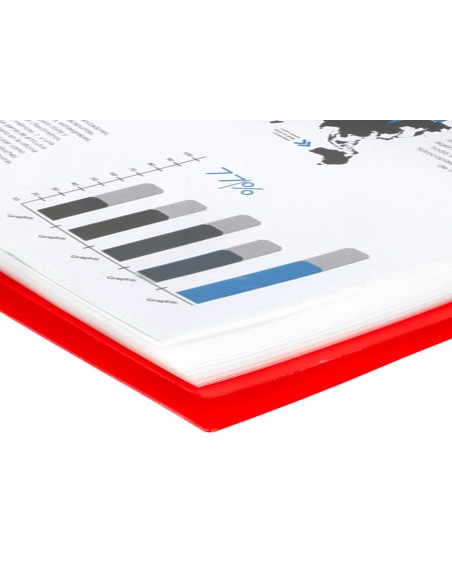 Carpeta liderpapel escaparate con espiral 20 fundas polipropileno din a4 rojo