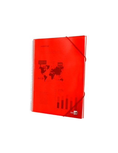 Carpeta liderpapel escaparate con espiral 20 fundas polipropileno din a4 rojo