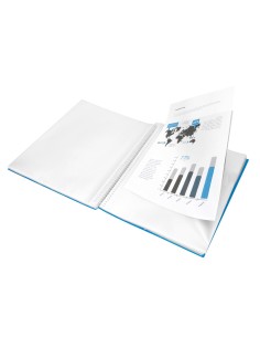 Carpeta liderpapel escaparate con espiral 20 fundas polipropileno din a4 azul