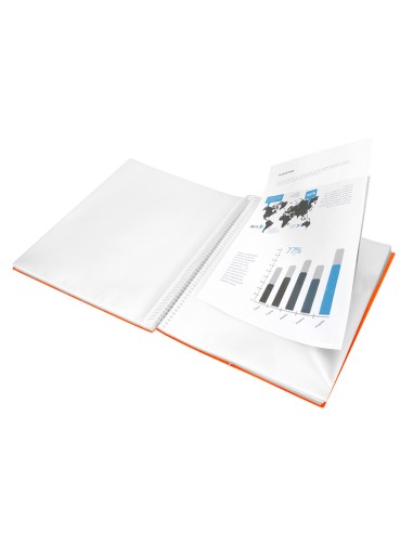 Carpeta liderpapel escaparate con espiral 10 fundas polipropileno din a4 naranja