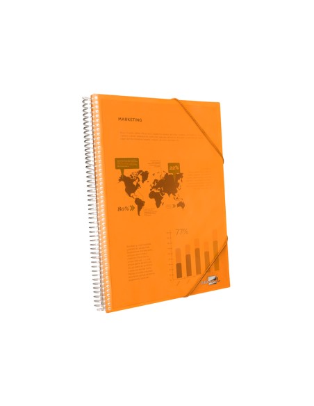 Carpeta liderpapel escaparate con espiral 10 fundas polipropileno din a4 naranja