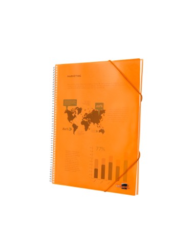 Carpeta liderpapel escaparate con espiral 10 fundas polipropileno din a4 naranja