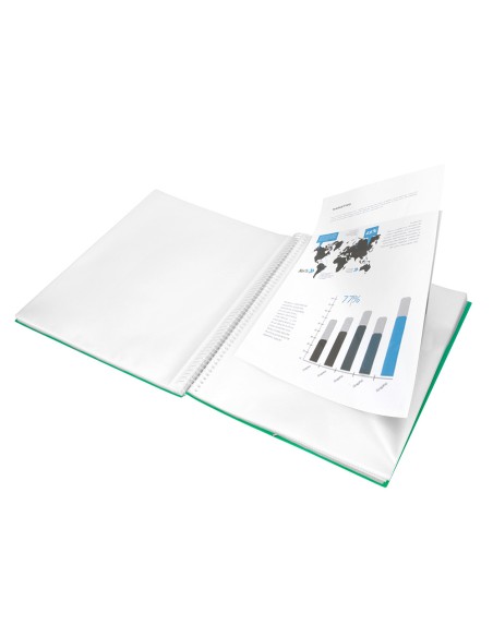 Carpeta liderpapel escaparate con espiral 10 fundas polipropileno din a4 verde Carpeta liderpapel escaparate con espiral 10 fundas polipropileno din a4 verde