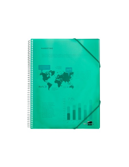 Carpeta liderpapel escaparate con espiral 10 fundas polipropileno din a4 verde Carpeta liderpapel escaparate con espiral 10 fundas polipropileno din a4 verde