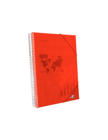 Carpeta liderpapel escaparate con espiral 10 fundas polipropileno din a4 rojo