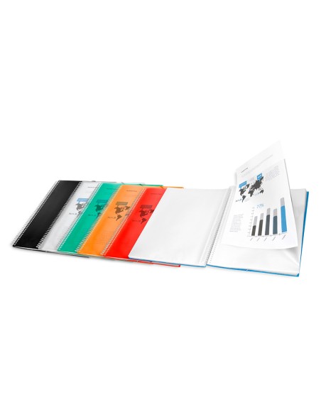 Carpeta liderpapel escaparate con espiral 10 fundas polipropileno din a4 azul