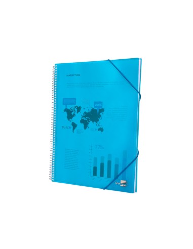Carpeta liderpapel escaparate con espiral 10 fundas polipropileno din a4 azul