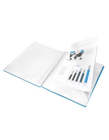 Carpeta liderpapel escaparate con espiral 10 fundas polipropileno din a4 azul