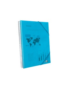Carpeta liderpapel escaparate con espiral 10 fundas polipropileno din a4 azul