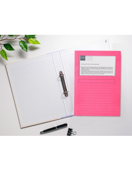 Subcarpeta cartulina q connect din a4 colores surtidos con ventana transparente 120g m2 paquete de 25 unidades