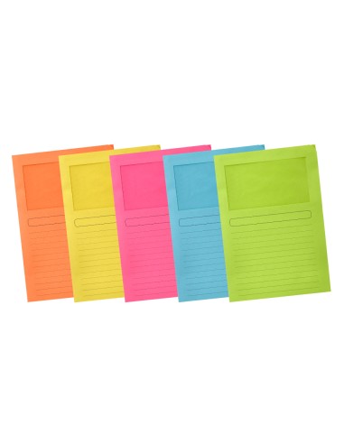 Subcarpeta cartulina q connect din a4 colores surtidos con ventana transparente 120g m2 paquete de 25 unidades
