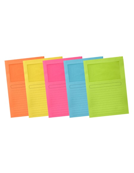 Subcarpeta cartulina q connect din a4 colores surtidos con ventana transparente 120g m2 paquete de 25 unidades