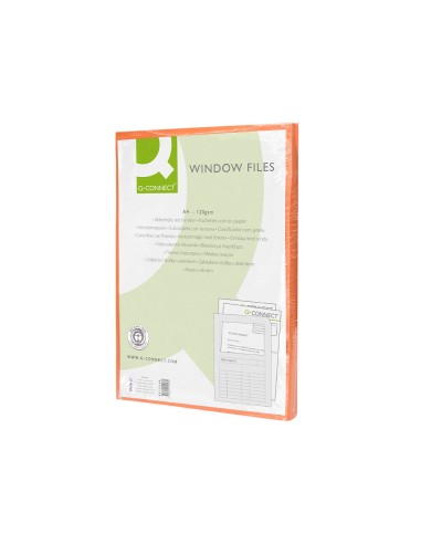 Subcarpeta cartulina q connect din a4 naranja con ventana transparente 120 g m2