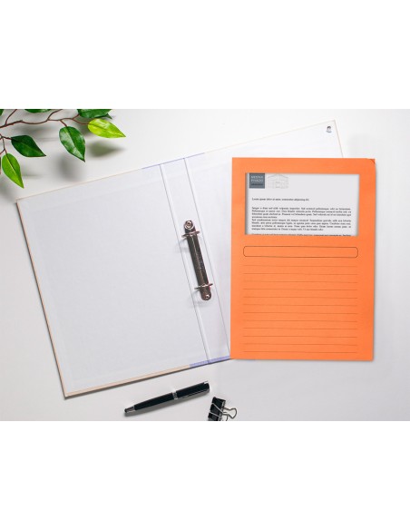 Subcarpeta cartulina q connect din a4 naranja con ventana transparente 120 g m2