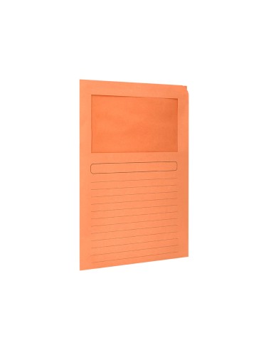 Subcarpeta cartulina q connect din a4 naranja con ventana transparente 120 g m2