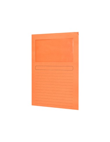 Subcarpeta cartulina q connect din a4 naranja con ventana transparente 120 g m2