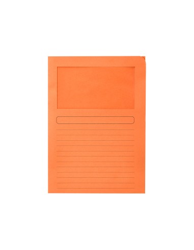 Subcarpeta cartulina q connect din a4 naranja con ventana transparente 120 g m2