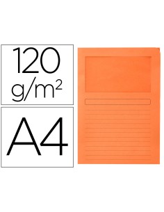 Subcarpeta cartulina q connect din a4 naranja con ventana transparente 120 g m2