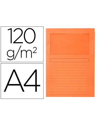 Subcarpeta cartulina q connect din a4 naranja con ventana transparente 120 g m2