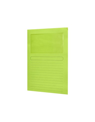Subcarpeta cartulina q connect din a4 verde con ventana transparente 120 gr