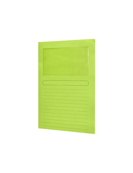 Subcarpeta cartulina q connect din a4 verde con ventana transparente 120 gr