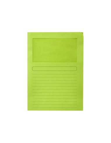 Subcarpeta cartulina q connect din a4 verde con ventana transparente 120 gr