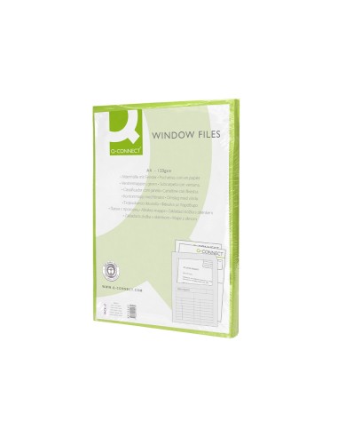 Subcarpeta cartulina q connect din a4 verde con ventana transparente 120 gr