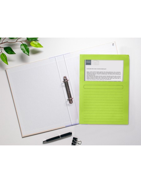 Subcarpeta cartulina q connect din a4 verde con ventana transparente 120 gr