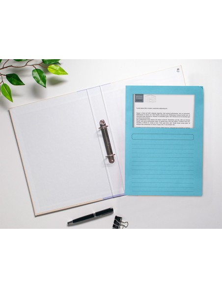 Subcarpeta cartulina q connect din a4 azul con ventana transparente 120 g m2