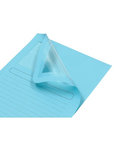 Subcarpeta cartulina q connect din a4 azul con ventana transparente 120 g m2