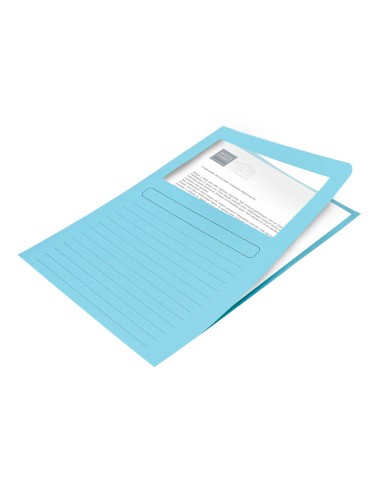 Subcarpeta cartulina q connect din a4 azul con ventana transparente 120 g m2