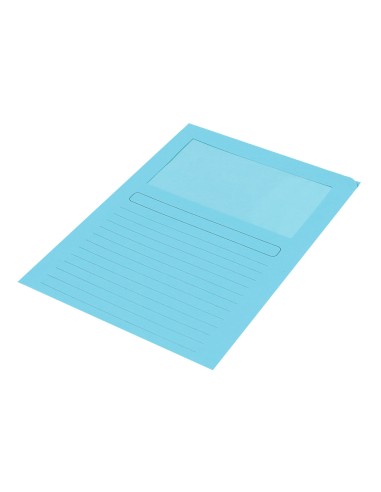 Subcarpeta cartulina q connect din a4 azul con ventana transparente 120 g m2