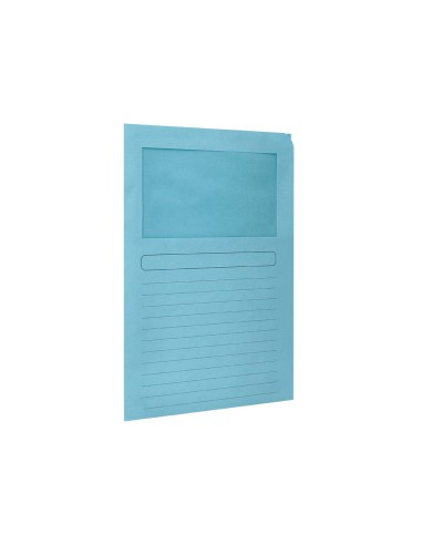 Subcarpeta cartulina q connect din a4 azul con ventana transparente 120 g m2
