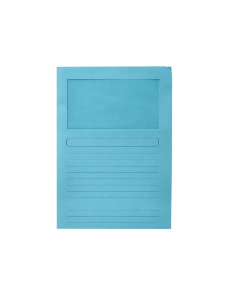 Subcarpeta cartulina q connect din a4 azul con ventana transparente 120 g m2
