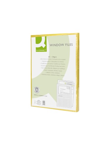 Subcarpeta cartulina q connect din a4 amarilla con ventana transparente 120 g m2
