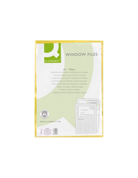 Subcarpeta cartulina q connect din a4 amarilla con ventana transparente 120 g m2