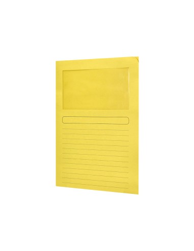 Subcarpeta cartulina q connect din a4 amarilla con ventana transparente 120 g m2