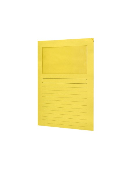 Subcarpeta cartulina q connect din a4 amarilla con ventana transparente 120 g m2