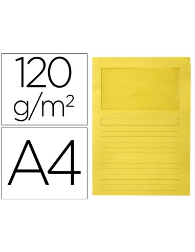 Subcarpeta cartulina q connect din a4 amarilla con ventana transparente 120 g m2