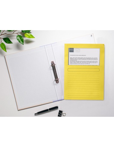 Subcarpeta cartulina q connect din a4 amarilla con ventana transparente 120 g m2