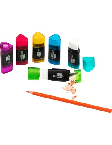 Goma de borrar liderpapel triangular con sacapuntas