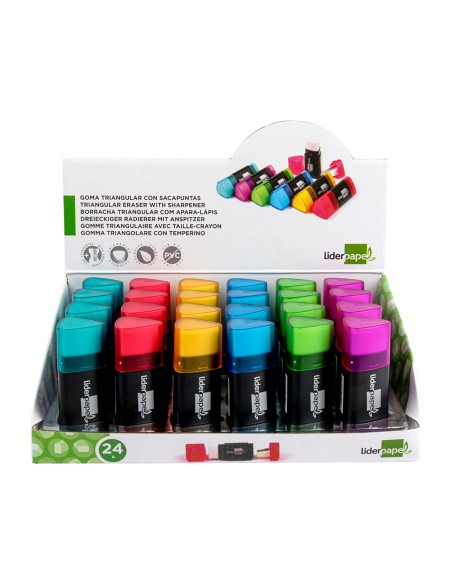 Goma de borrar liderpapel triangular con sacapuntas