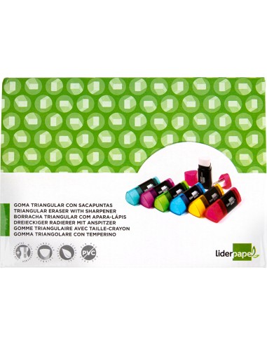 Goma de borrar liderpapel triangular con sacapuntas