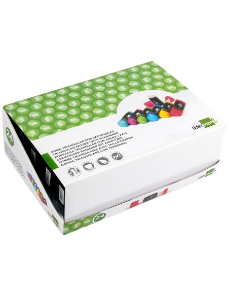 Goma de borrar liderpapel triangular con sacapuntas