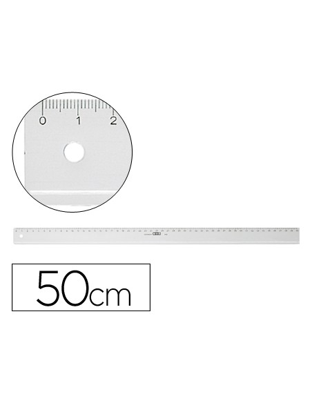 Regla mr 50 cm plastico transparente