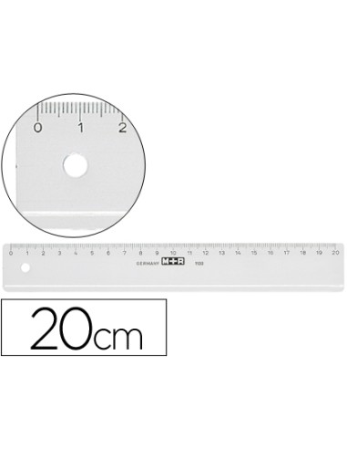 Regla mr 20 cm plastico transparente