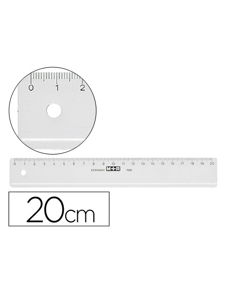 Regla mr 20 cm plastico transparente