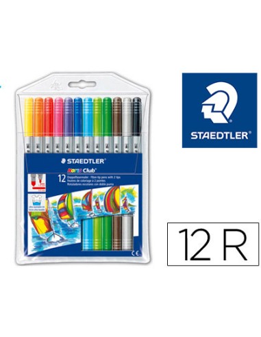 Rotulador staedtler noris club doble punta caja de 12 unidades colores surtidos